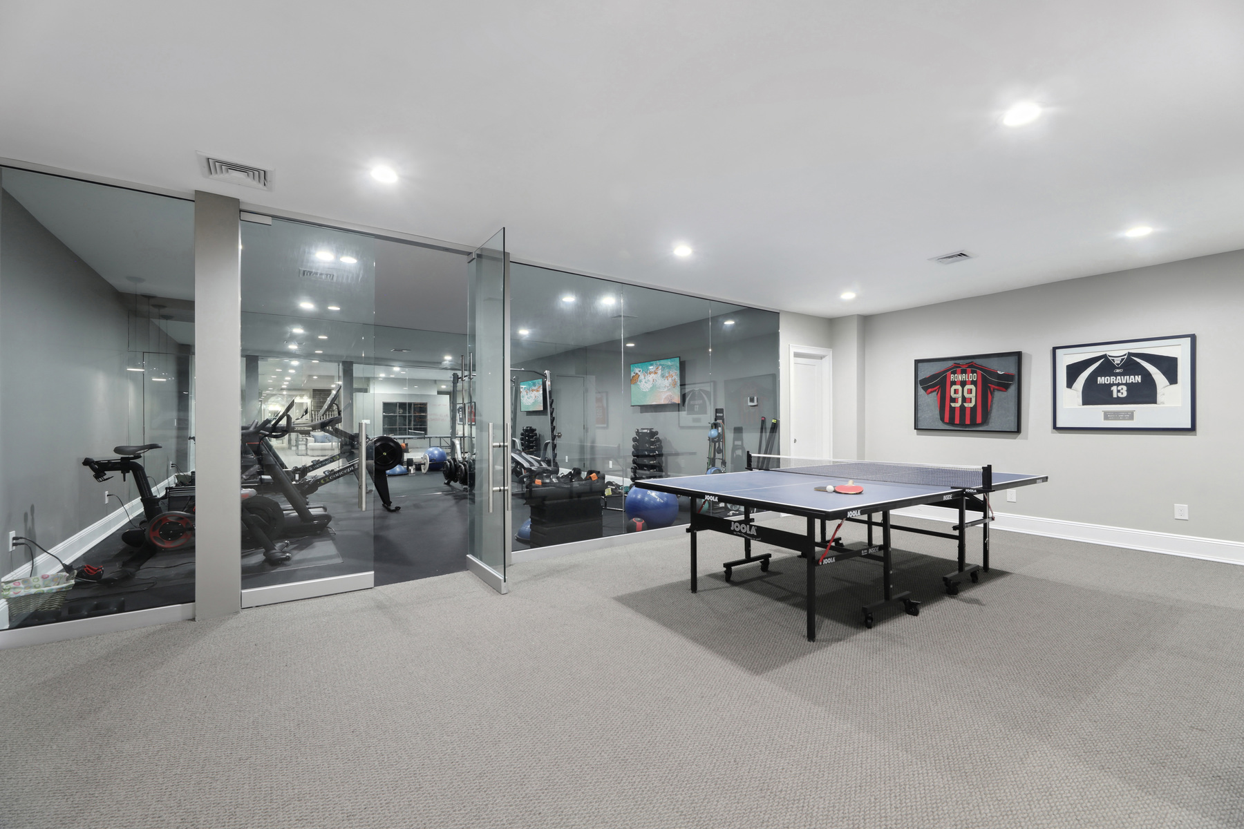 200 Highland Ave, Short Hills NJ - Lower Level Ping pong and exercise room